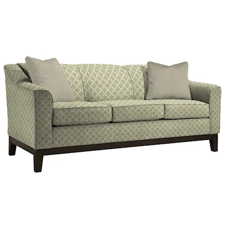 Customizable 84" Sofa with Beveled Arms and Wood Legs