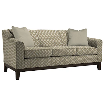 Customizable 84" Sofa with Beveled Arms and Wood Legs