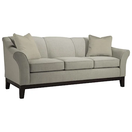 Customizable 84" Sofa with Flared Arms and Wood Legs