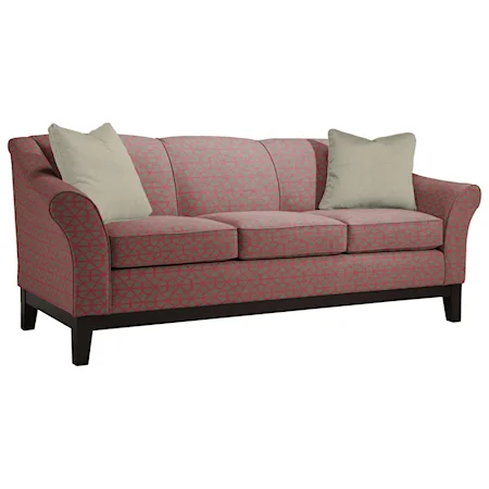 Customizable 84" Sofa with Flared Arms and Wood Legs