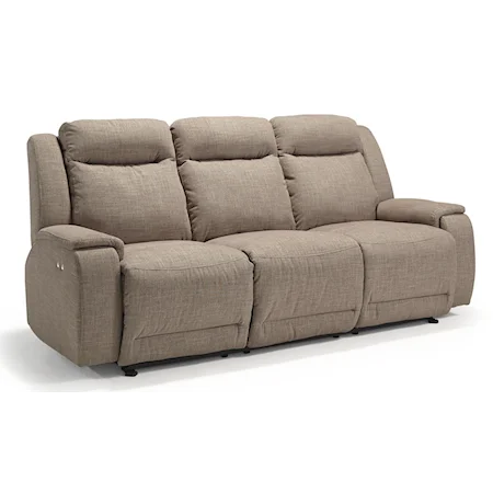 Casual Power Reclining Sofa with Memory Foam Cushions