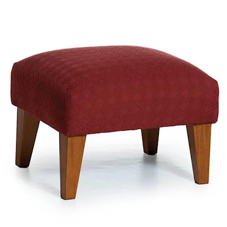Contemporary Ottoman with Exposed Wood Leg