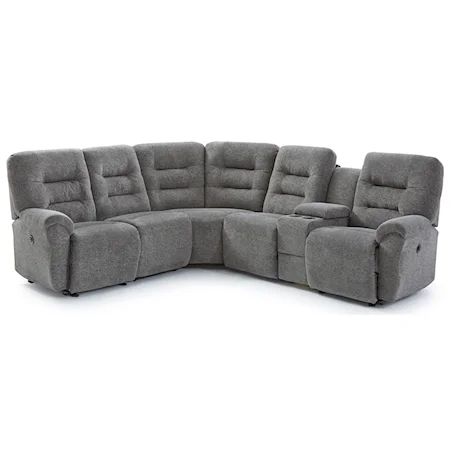Casual 4-Seat Reclining Sectional Sofa with Cupholders