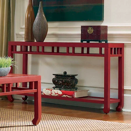 Red Sofa Table with Lower Shelf