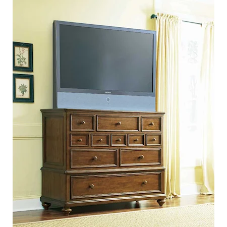 Eight Dovetailed Drawer TV Storage Entertainment Chest