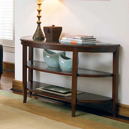 Shaped Sofa Table with Shelves