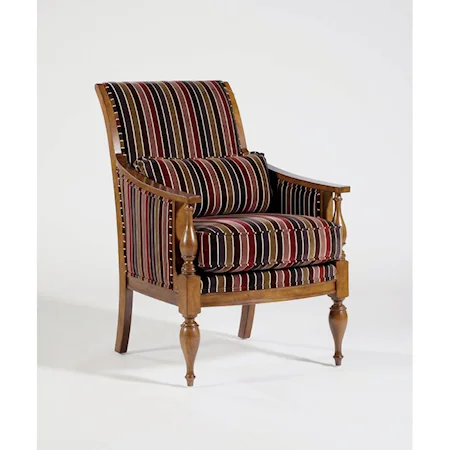 Upholstered and Carved Wood Chair