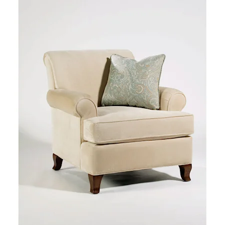 Upholstered Chair with Exposed Wood Leg