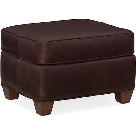 Transitional Leather Ottoman