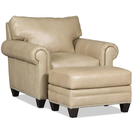 Customizable Rolled Arm Chair and Ottoman Set