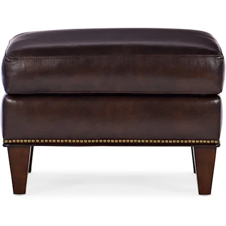 Transitional Ottoman with Nailhead Trim