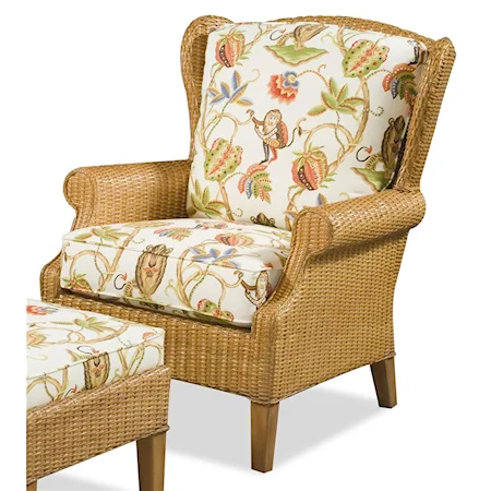 High Back Chair with Wicker Frame