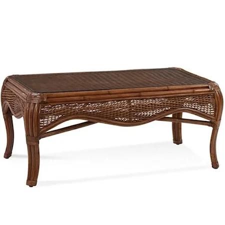 Tropical Rattan Coffee Table with Flared Legs