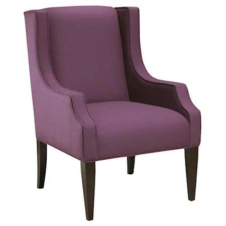 Modern Wing Chair with Smooth Upholstered Track Arms