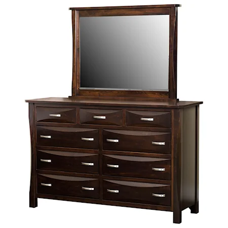 Solid Wood Dresser and Mirror Set
