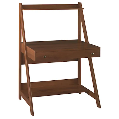 Ladder Desk with Pull-Out Drawer & Top Shelf