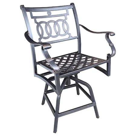 Outdoor Counter Bar Stool with Intricate Seatback Design