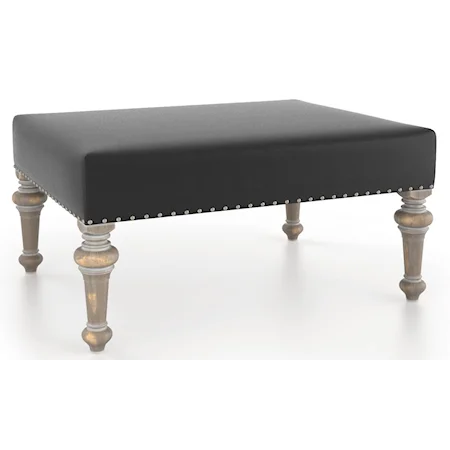 Customizable Rectangular Ottoman with Nailheads