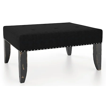 Customizable Rectangular Ottoman with Tufting & Pewter Nailheads