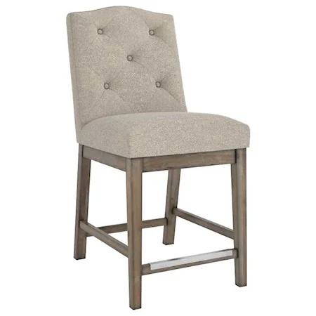 Customizable Upholstered Counter Stool with Tufting