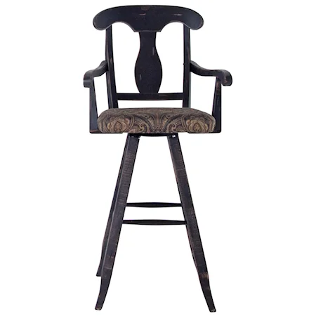 Customizable 30" Upholstered Swivel Stool with Arms