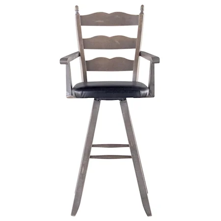 Customizable 30" Upholstered Ladderback Swivel Bar Stool