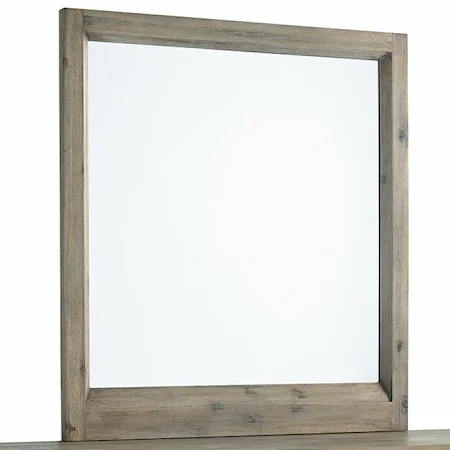 Portrait Mirror with Beveled Wood Frame