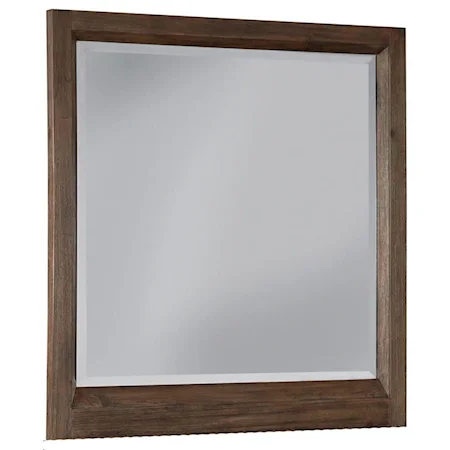 Portrait Mirror with Beveled Wood Frame