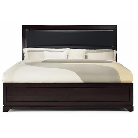 Queen Bed with Leather Panel Headboard