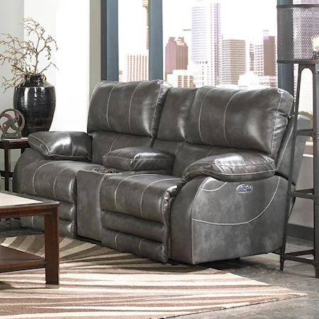 Reclining Loveseat With Power Headrest and Power Lay Flat