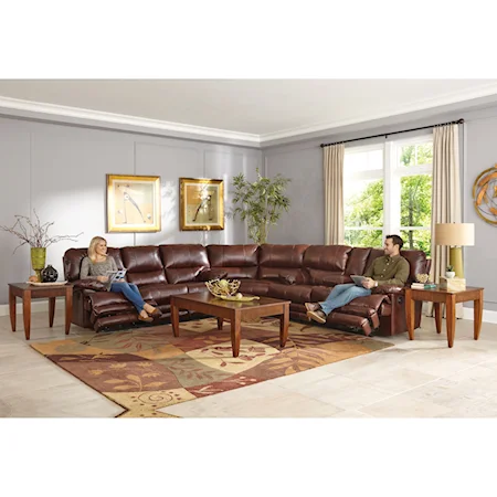 Casual Reclining Sectional with Storage