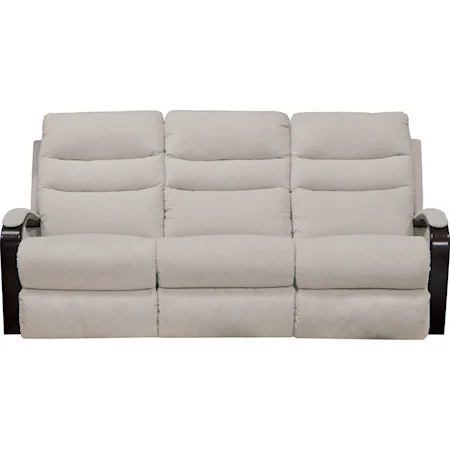 Lay Flat Reclining Sofa with Curved Wood Arms
