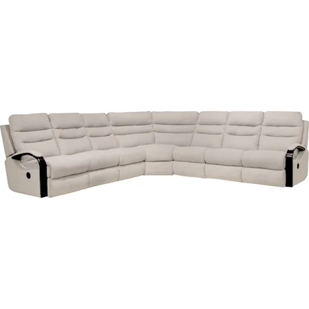 3-Piece Power Lay Flat Sectional with Curved Wood Arms