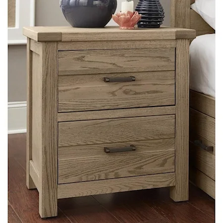 Transitional Solid Wood 2-Drawer Nightstand