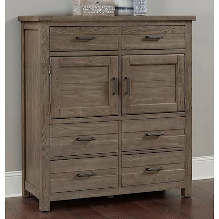 Transitional Solid Wood 2-Door Chest with 6-Drawers