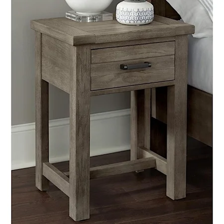 Transitional Solid Wood 1-Drawer Nightstand