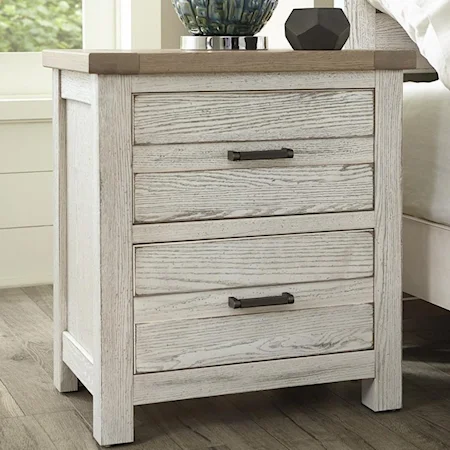 Transitional Solid Wood 2-Drawer Nightstand