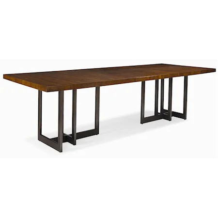 Satin Walnut Dining Table with Metal Base