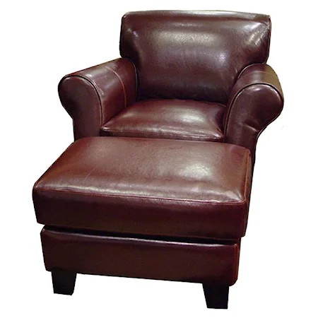 Leather Chair with Ottoman