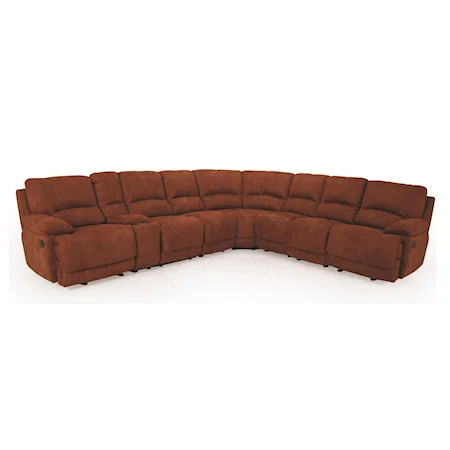 Casual Reclining Sectional Sofa with Left Storage Console and Cupholders