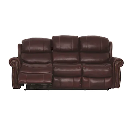 Traditional Reclining Sofa with Nail Head Trim