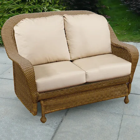 Cocoa Woven Deep Seat Upholstered Outdoor Double Glider Loveseat