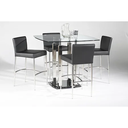 5 Piece Square Pub Table and Chair Set