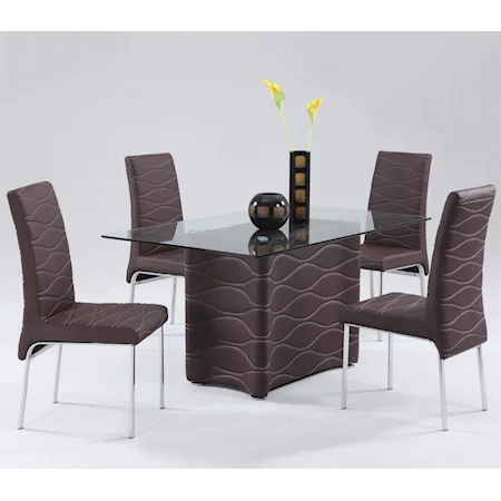 5 Piece Pedestal Table and Chair Set