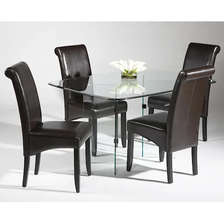 Five Piece V-Base Table and Parsons Chair Dining Set