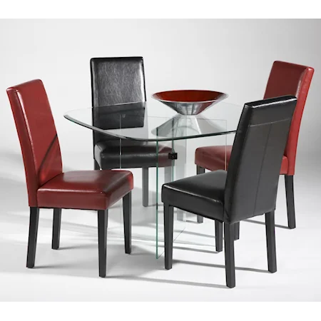 Five Piece X-Base Table and Parsons Chair Dining Set