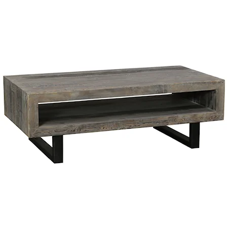 Coffee Table with Black Metal Base