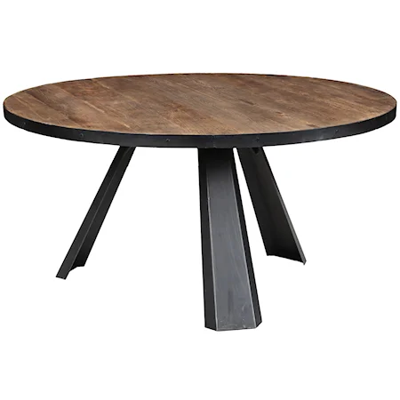 Round Dining Table with Iron Splayed Legs