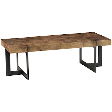 Rectangular Coffee Table with Geometric Iron Legs