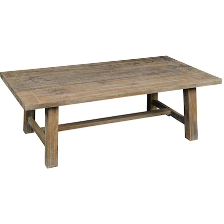 Pine Coffee Table with Trestle Base